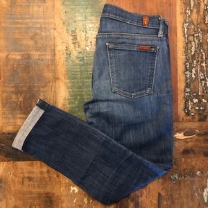 7 For All Denim. Skinny. Cropped. Waist 28